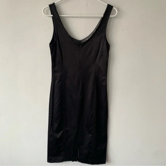 Vintage Dolce & Gabbana Lace Silky Trim Sleeveless Dress Black 90s Y2K - Picture 7 of 11
